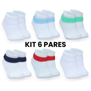 Kit Pares Meia Bebê 0 a 6 Meses Menino Menina Meias Malha Persa Infantil em Oferta na Shopee