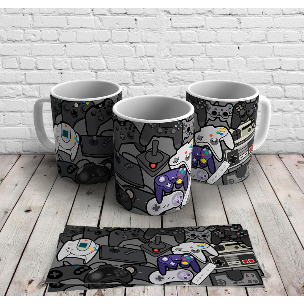 Caneca de Porcelana Joy Stick Games Super Nintendo Play Station X Box Gamer Retro