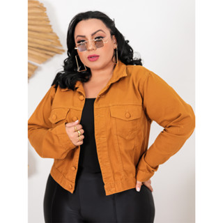 Jaqueta Jeans Feminina plus size Botão Encapado Tendência Da Moda Novo