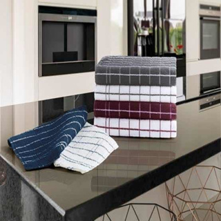 Kit com 6 Panos de Prato Copa Chef Premium Atoalhado 100% Algodão - Listrado em Oferta na Shopee