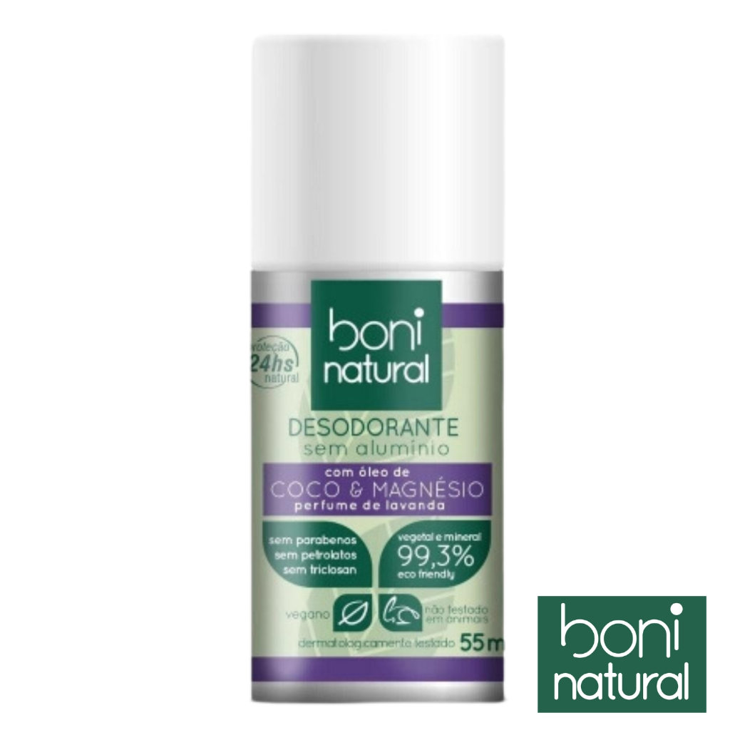 Desodorante Roll On Sem Aluminio Aroma Lavanda Vegetal Boni Natural 55ml