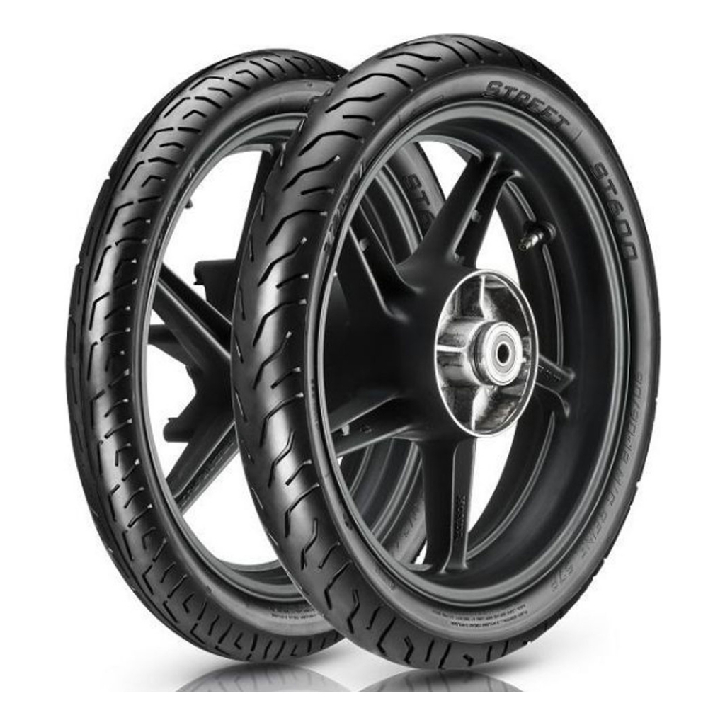 Par Pneu Vipal St 600 80/100-18 Dianteiro E 90/90-18 Traseiro Para Moto Cg Titan Ybr - Brandy