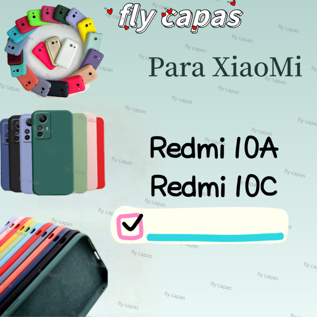 Capinha Para Xiaomi Redmi 10A,Redmi 10C ,capa silicone case Aveludada Colorido