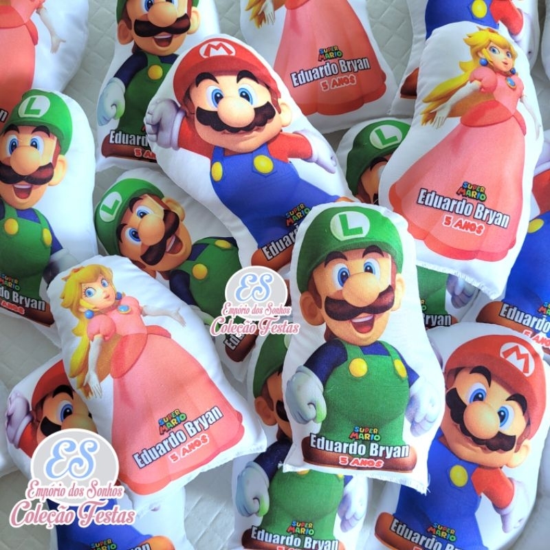 Almofadas Mario e Luigi personalizadas para lembrancinha de aniversário festa batizado