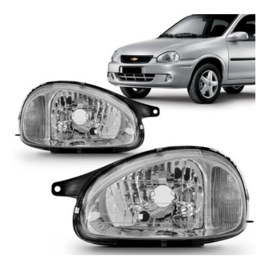 Farol Corsa 94 95 96 97 98 99 00 A 2010 Vidro Carcaça Preta
