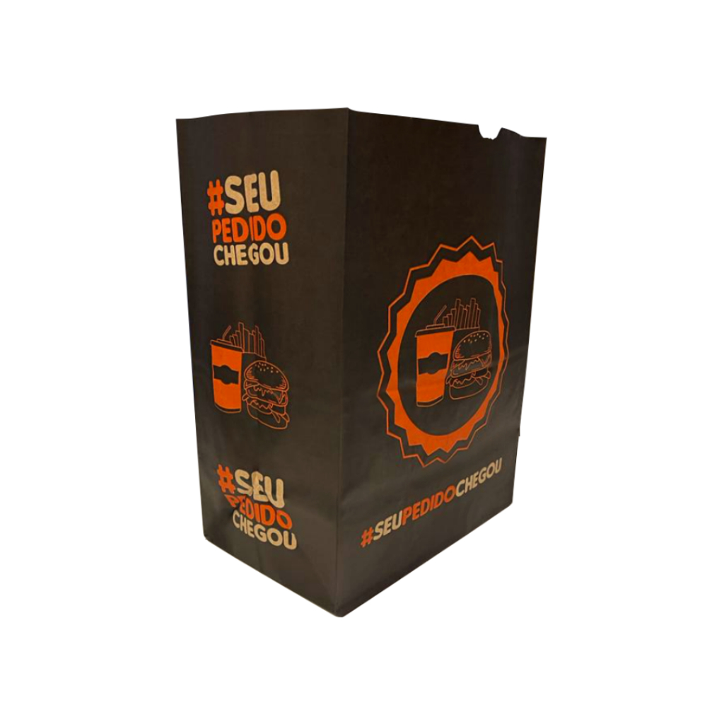 Saco para Delivery Black #SeuPedidoChegou  - 50 unidades em Oferta na Shopee