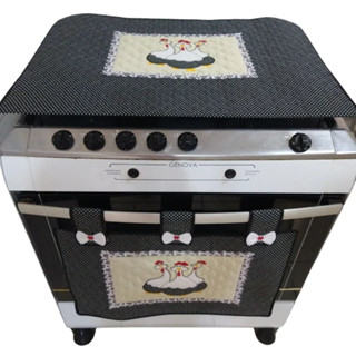 Toalha Kit Capa de Fogão 2 Pç Bordado 4 Ou 5/6 Bocas Cozinha Gourmet Decoração Natal em Oferta na Shopee