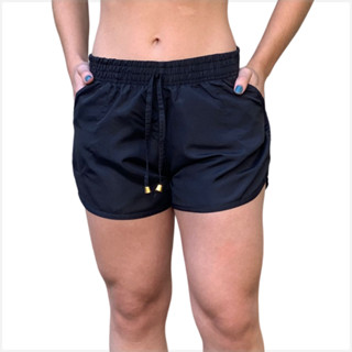 Short Feminino Tactel Moda Praia Fitness Academia Verão Malhar Caminhada Piscina Shortinho Várias Cores Liso
