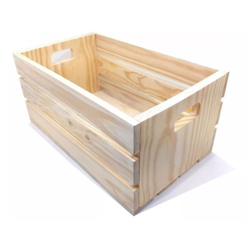 Caixote De Feira Decorativo Em Madeira Pinus Reforça em Oferta na Shopee