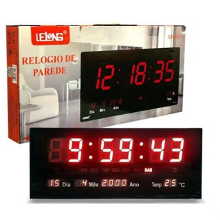 Relógio Parede Digital Led Grande Data Mês E Ano Temper 36cm LE-2111