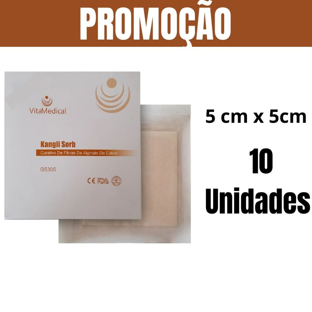 Curativo De Fibras De Alginato De Cálcio VitaMedical Proteção Cicatrização Feridas Queimaduras