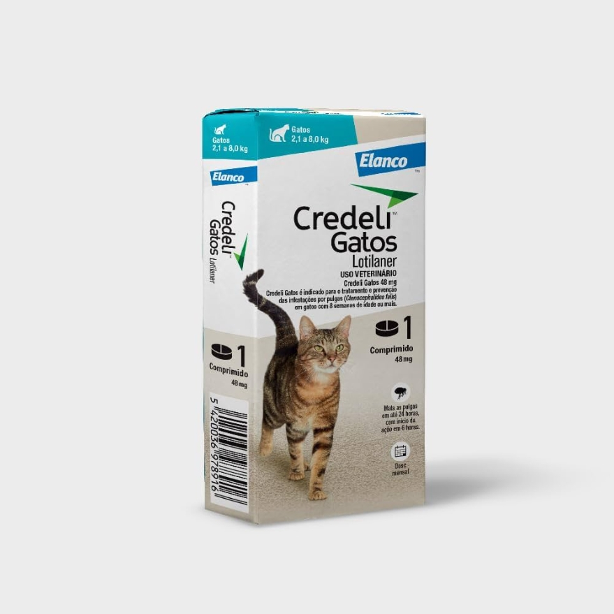 Credeli Gatos 48mg Antipulgas para Gatos de 2,1 a 8kg 1 Comprimido Elanco em Oferta na Shopee