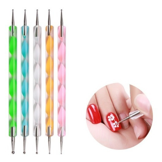 Kit 5 Pincéis Boleador Decoração Unhas Encapsulado Ponta dupla Envio Já