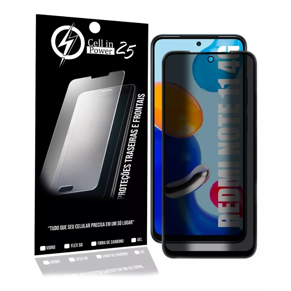 Capa Capinha Case Aveludada + Película de Privacidade 3d Xiaomi Redmi Note 11 4g