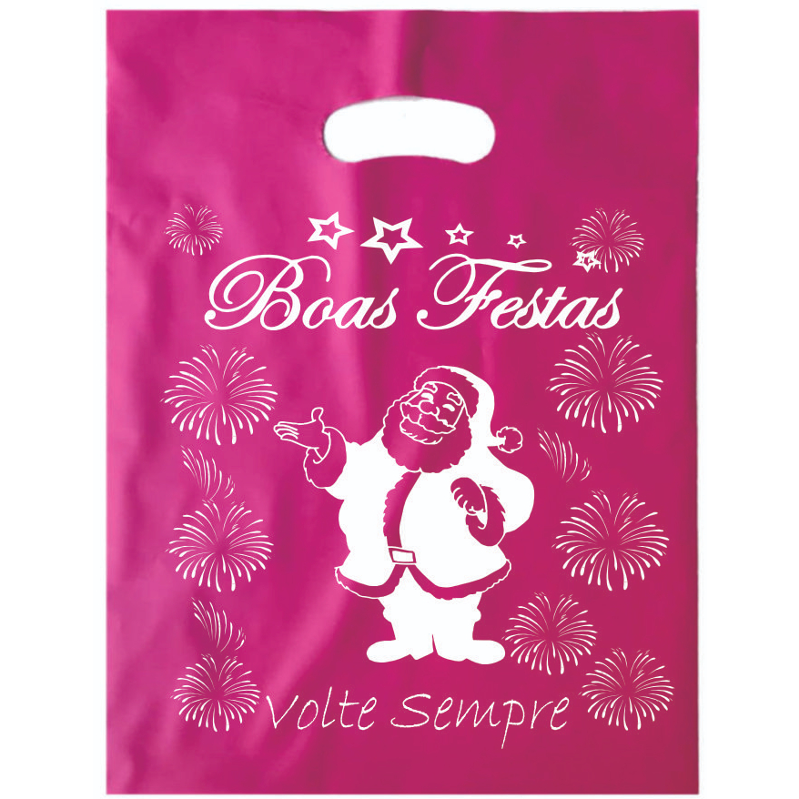 50 Sacolas de plástico personalizada  17x25 boas festas natal volte sempre