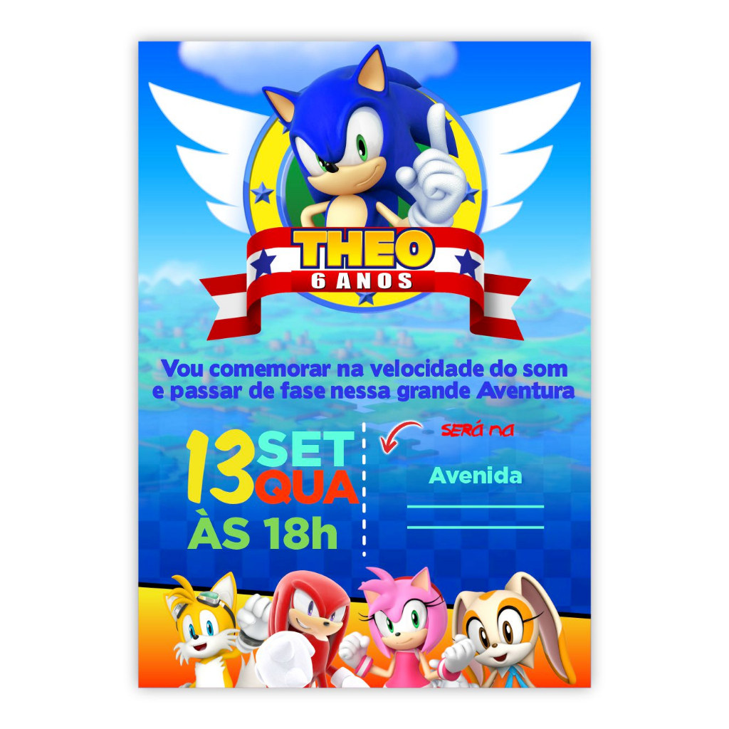 Convite Aniversário Infantil Sonic: Onde Comprar | BuscaProdutos