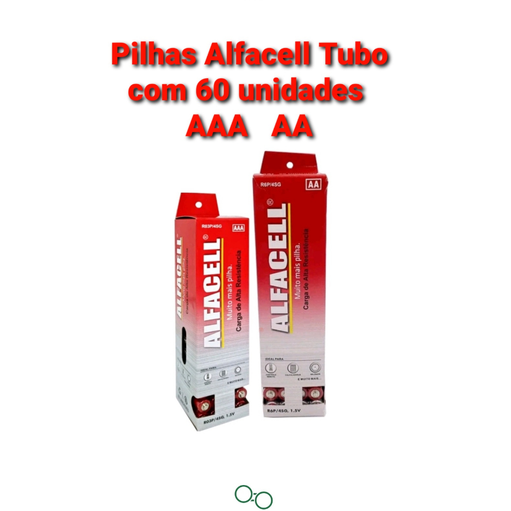 Alfacell AAA Ou AA De Zinco Tubo C/ 60 Unidades em Oferta na Shopee