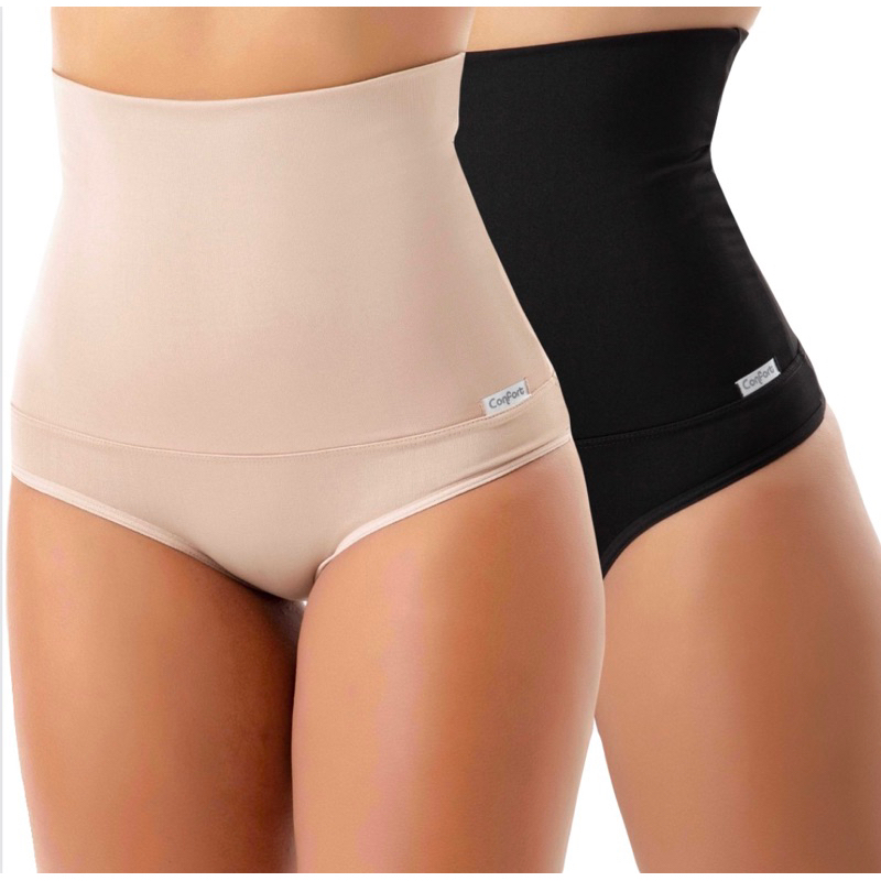 Kit 2 Calcinha Cinta Modeladora Cintura Compressão Seca Barriga Cós Super Alto