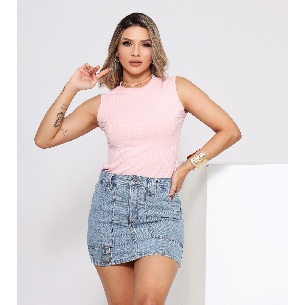Blusa Feminina Regata Blusinha Básica Algodão com Elastano