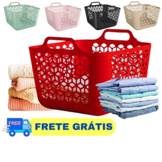 Cesto Grande Flexível Com Alça Para Roupas Lavanderia 30 Litros Plástico UZ em Oferta na Shopee