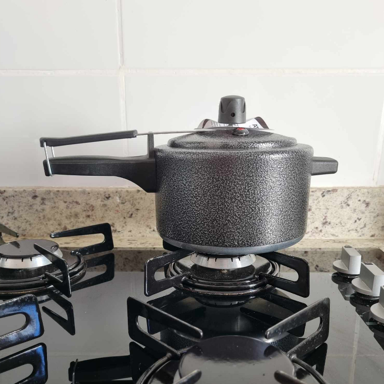 Panela de Pressão 2,5Lts Pequena Preta Craquelada Colorida Segura