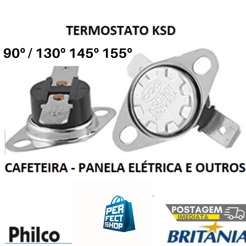 Termostato De Cafeteira E Panela Elétrica Universal 90º / 130º 145º 155º Graus 10a 250v Ksd 301