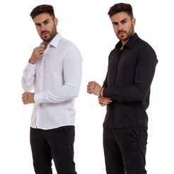Kit 2 Camisas Masculino Social Slim fit Luxo Manga Longa Envio Imediato Blusa Masculina