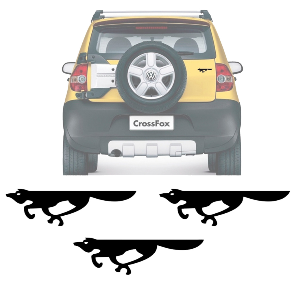 Kit 3 Adesivos Emblema Raposa Vw Fox Crossfox Spacefox Cores