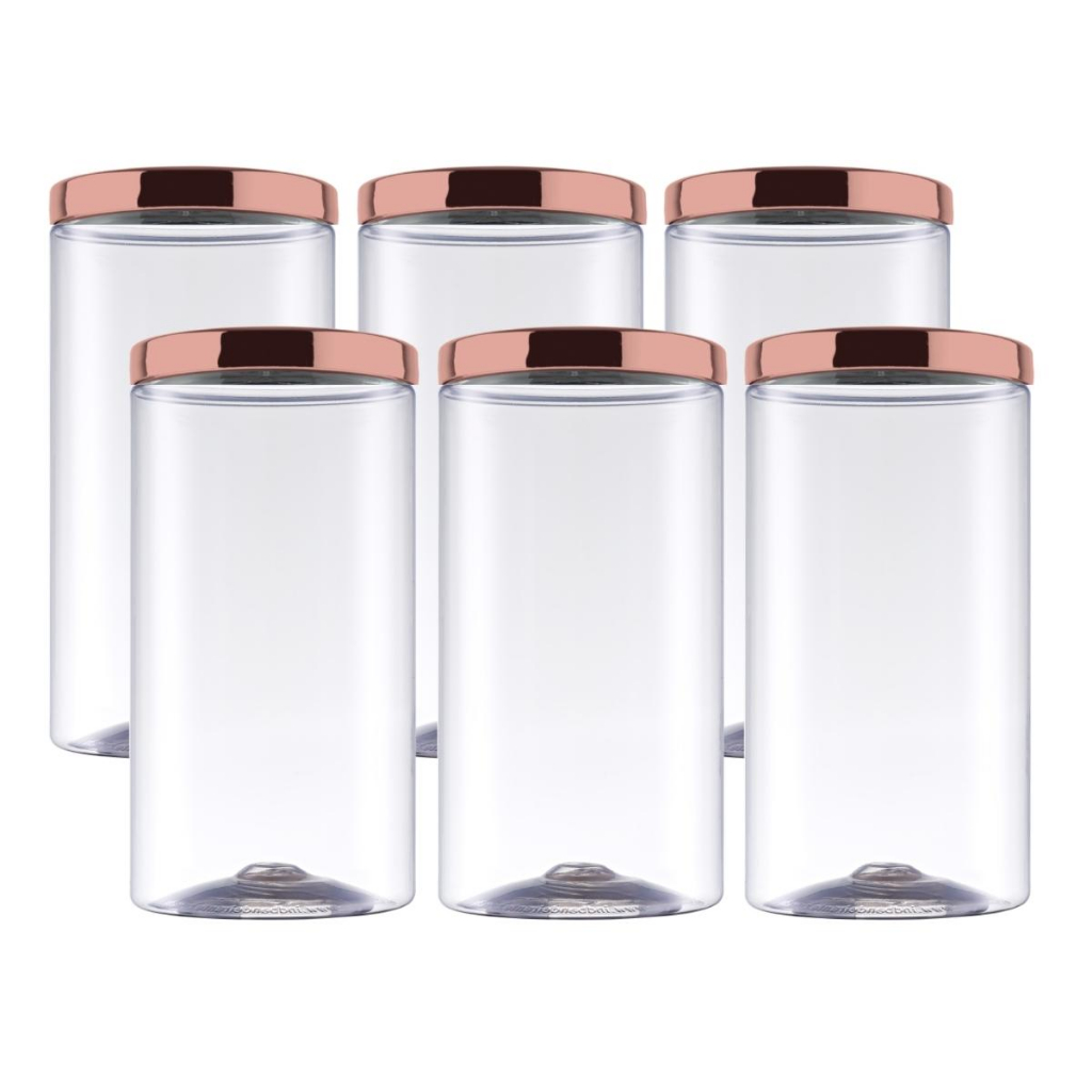 Kit 6 Potes Plástico Tampa Rose 1.8 Litro Bolachas Biscoito