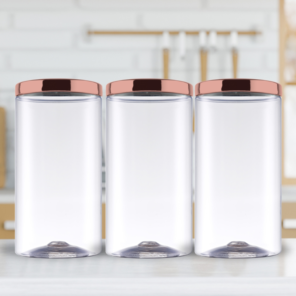 Kit 3 Potes Plástico Tampa Rose 1.8 Litro Bolachas Biscoito em Oferta na Shopee