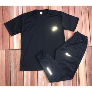 Kit Calça Jogger Refletiva e Camisa Básica Preta - Coleção 2023 - Preço Promocional
