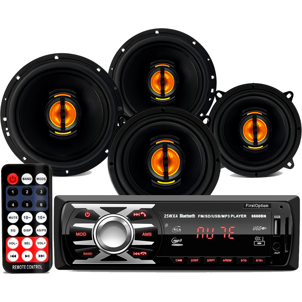 Kit Som Bluetooth Gol G4 + 4 Alto Falante Jb Flex 200w - Spare Parts and Accessories for Vehicles