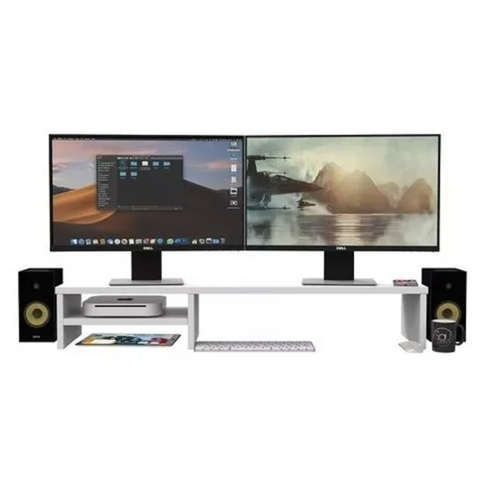 Suporte Base Dois Monitores Mesa PC Gamer Notebook Reforçado Dupla