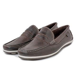Sapato Mocassim Café Com Gravata de Couro Masculino Slip on lançamento Ref 2000