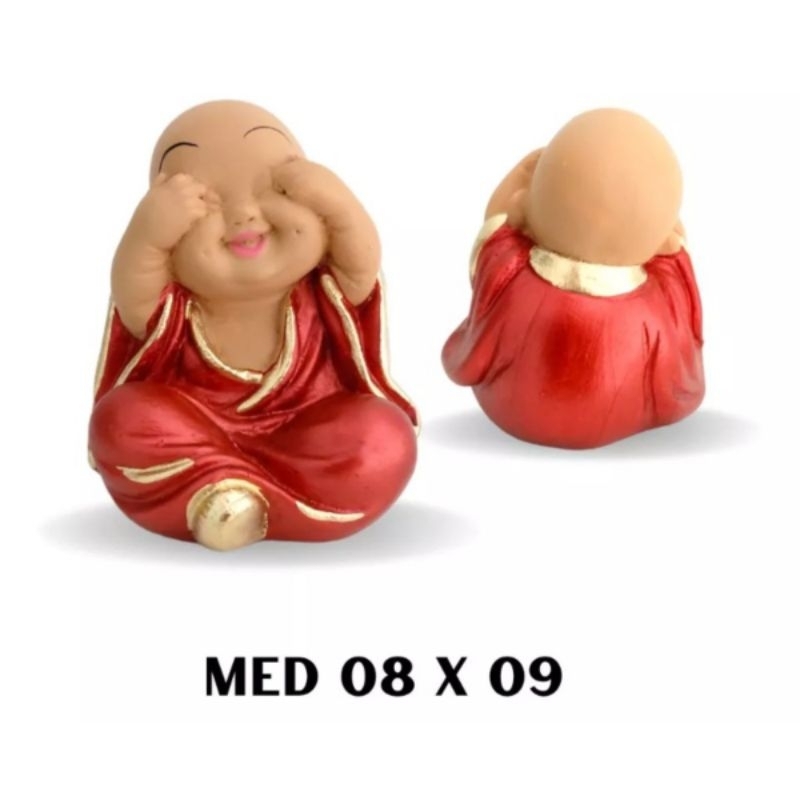 Detalhes do Trio de Budas Monge Cego Surdo Mudo Estatueta Decoração