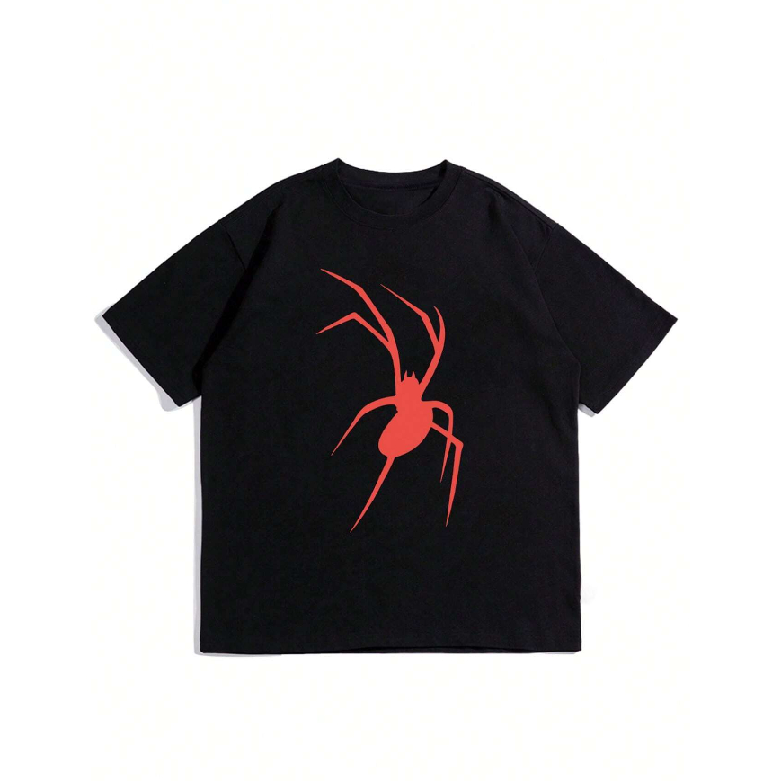 Camiseta Aranha Spider Red Oversized Long Line Unissex Manga Curta Streetwear Casual