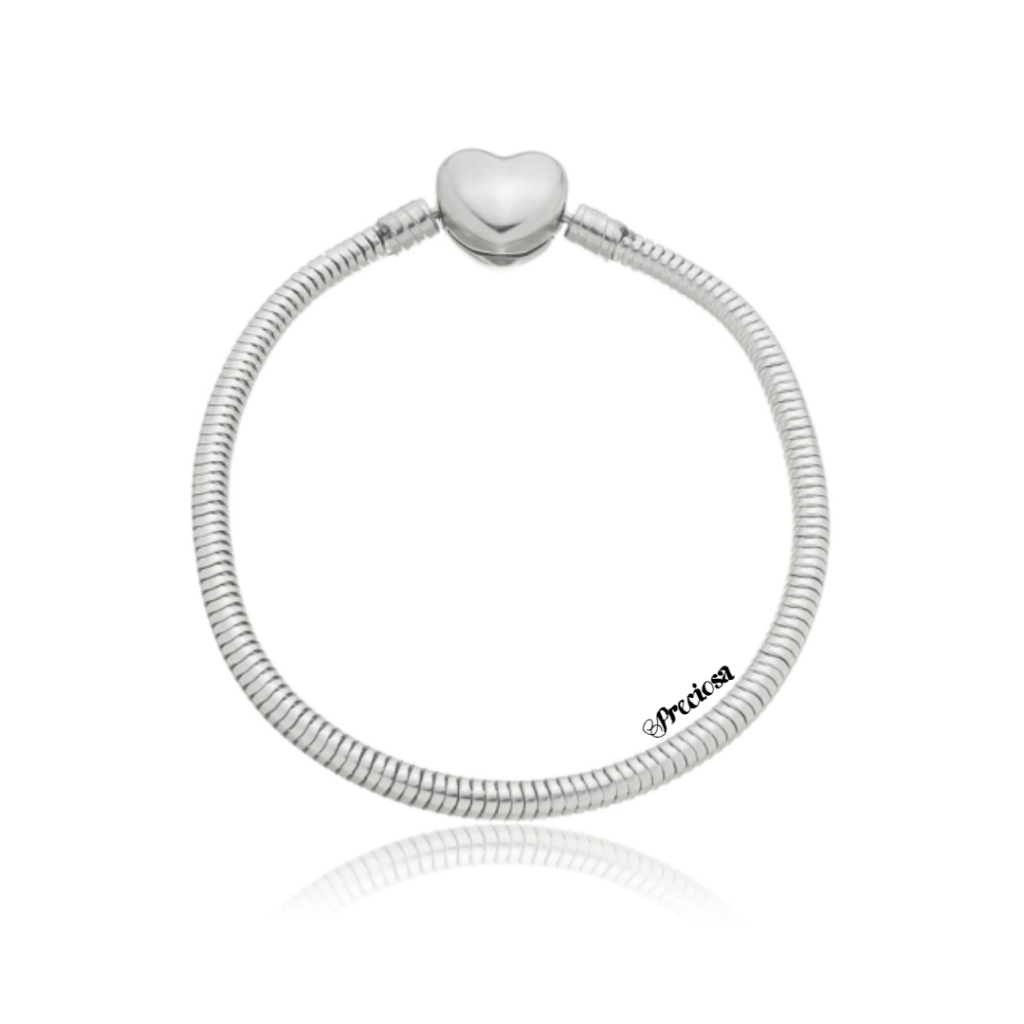 Pulseira para berloques fecho coração trava coração estilo charm/ bracelete feminina