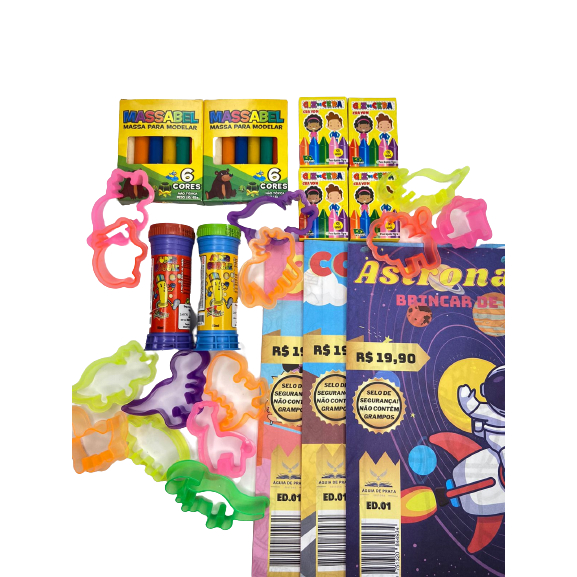 25 Massinha de Modelar + Bolha Sabao +Colorir + Mini Giz + Cortador Kit Lembrancinha Prenda novo em Oferta na Shopee