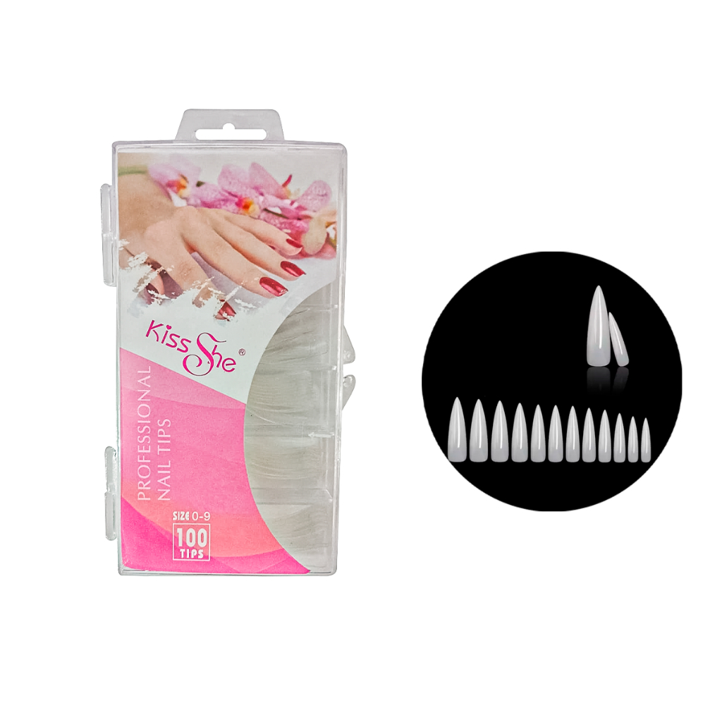Unha Tips Stileto 100 Unidades Manicure Alongamento -  Leitosa