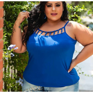 Blusa Regata com perola na Frente Plus Size 2023