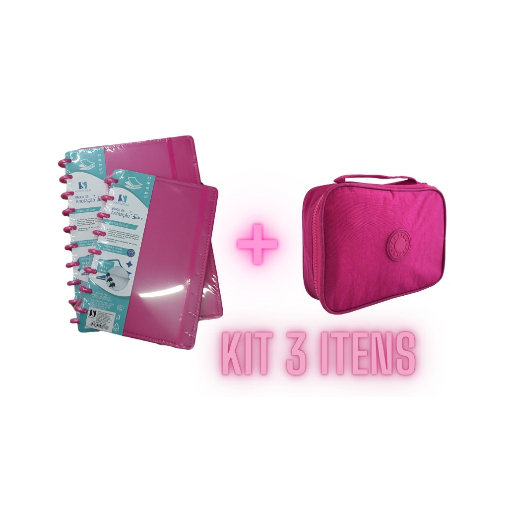 KIT Cadernos de discos estilo inteligente com Estojo Escolar Jumbo Grande em Oferta na Shopee