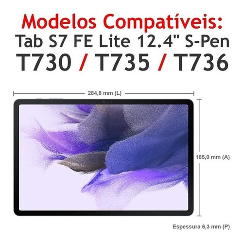 Película Vidro Tablet Samsung Galaxy Tab S7 Fe Lite 12.4 T730 T735 T736