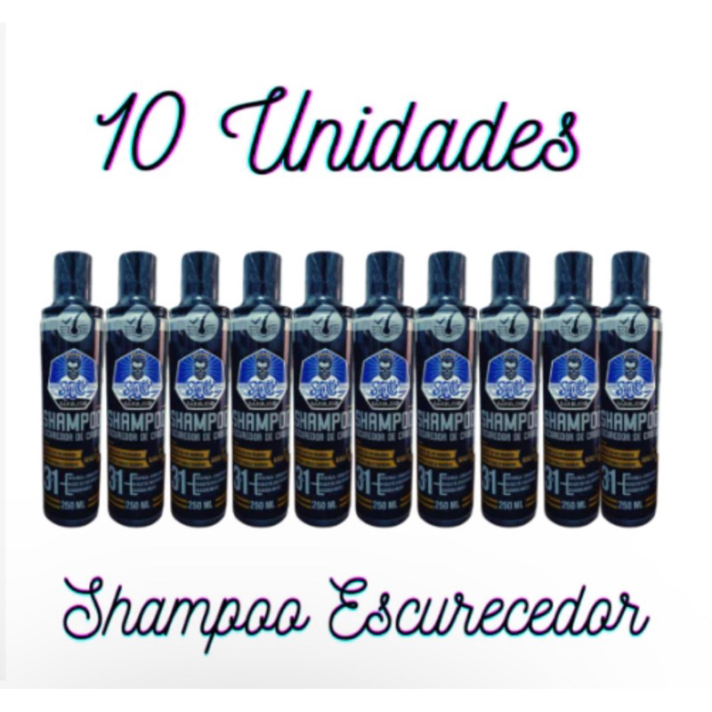 Kit  10 Shampoo Escurecedor 3X1 Grisalho Cabelo Branco Hidrata Nutrição