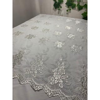 renda tule bordado em flores arabescas 0.5x1.35(meio metro)