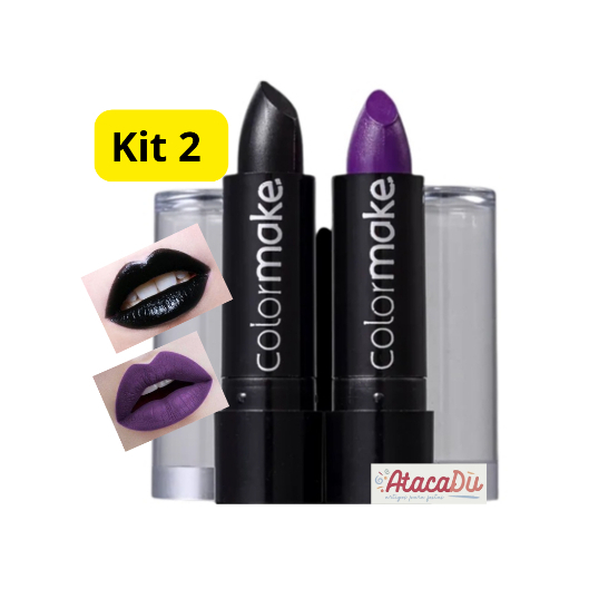 Batom Preto e Roxo Colormake KIT 02