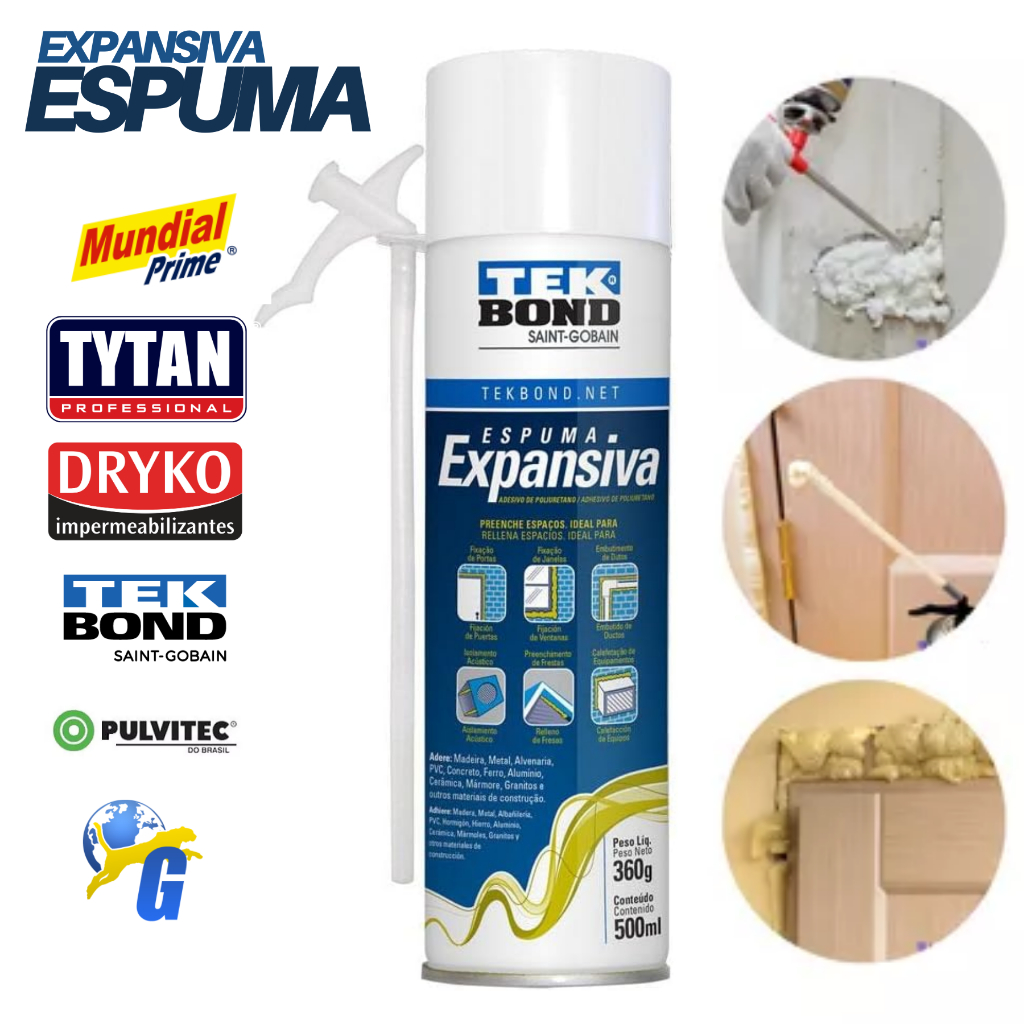 Espuma Expansiva Poliuretano 430Ml/280G Profissional P/ Vedação Caixonetes de Porta e Ar Condicionado