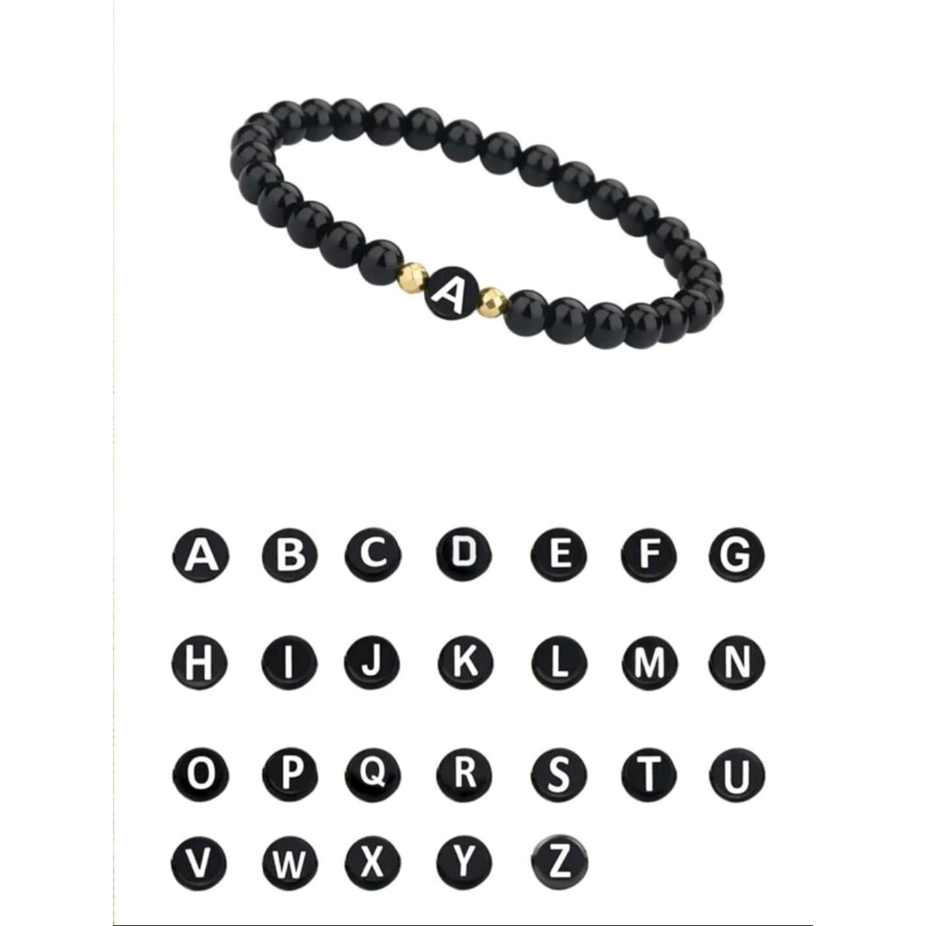 Pulseira de Miçanga Letrinha Inicial Unitária - Bolinha Dourada em Oferta na Shopee