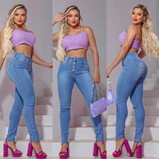 Calça Tradicional 4 botões clara Jeans Feminina Com Lycra Modelagem Levanta Bumbum