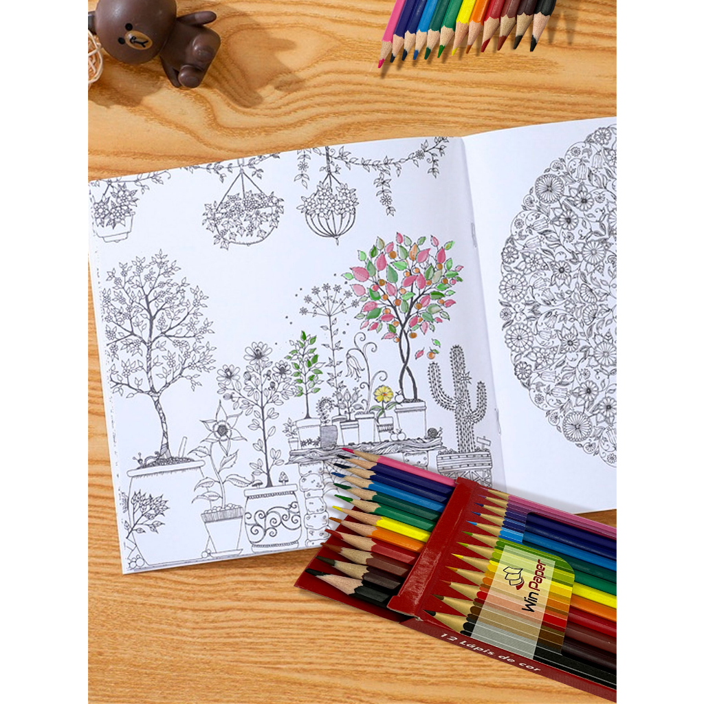 Lápis de Cor para Colorir Desenhar Multicor com 12 Unidades