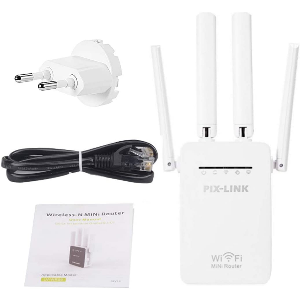 Repetidor e Roteador Wifi 4 Antenas Amplificador De Sinal Pix-link